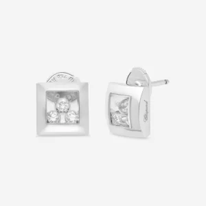 Chopard Happy Curves 18K White Gold Diamond Stud Earrings 839224-1001