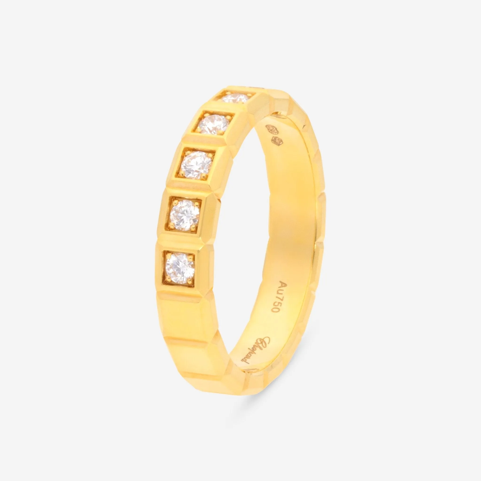 Chopard Ice Cube 18K Yellow Gold Diamond Band Ring Sz. 7.25  829834-0041