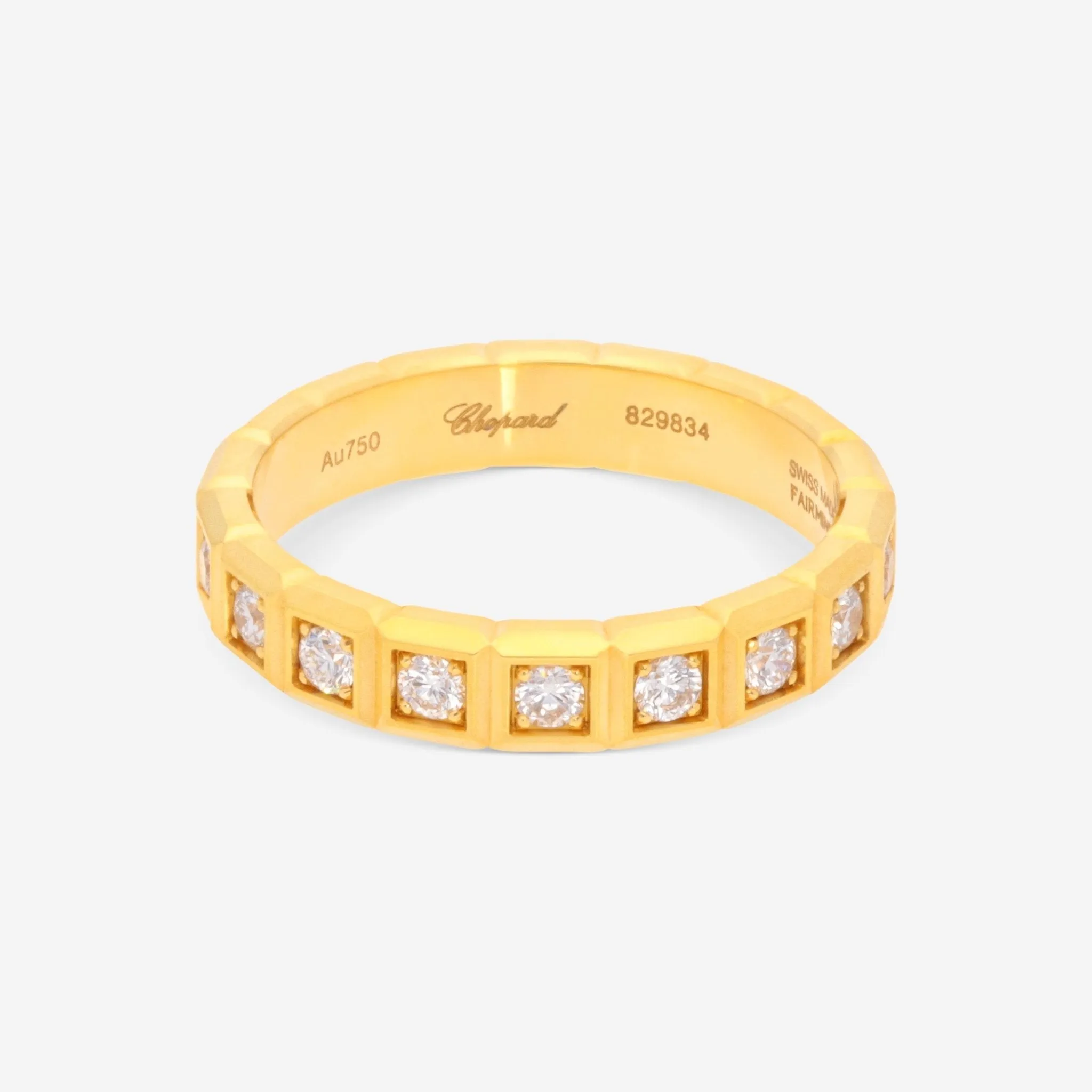 Chopard Ice Cube 18K Yellow Gold Diamond Band Ring Sz. 7.25  829834-0041