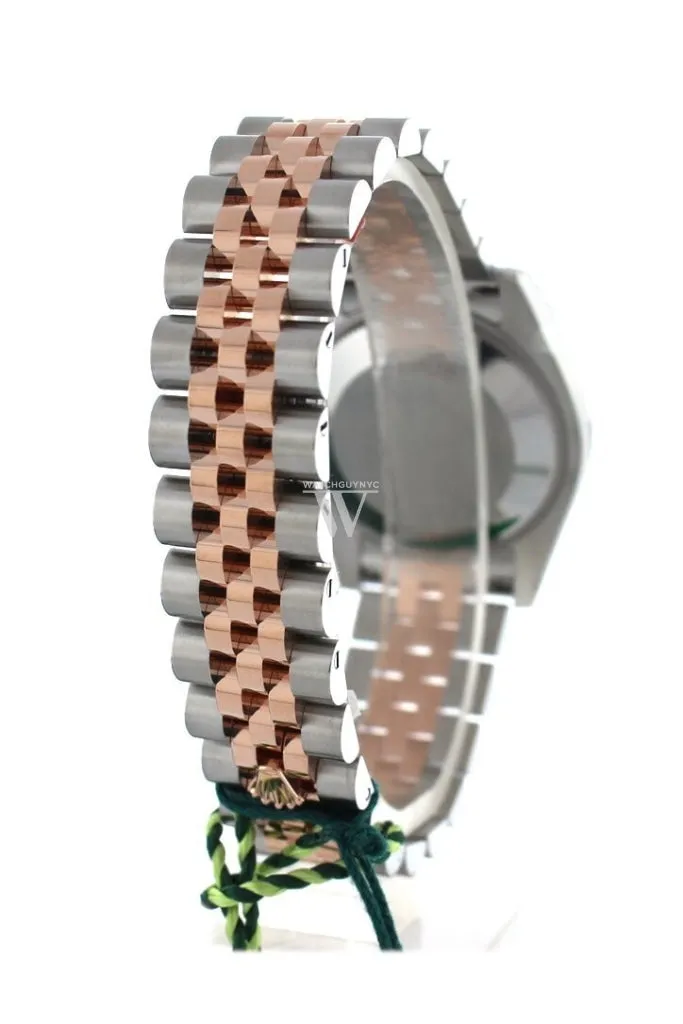 Custom Diamond Bezel Rolex Datejust 31 Pink Raised Floral Motif Dial 18K Rose Gold Two Tone Jubilee Ladies Whatch 178241 Pre-owned