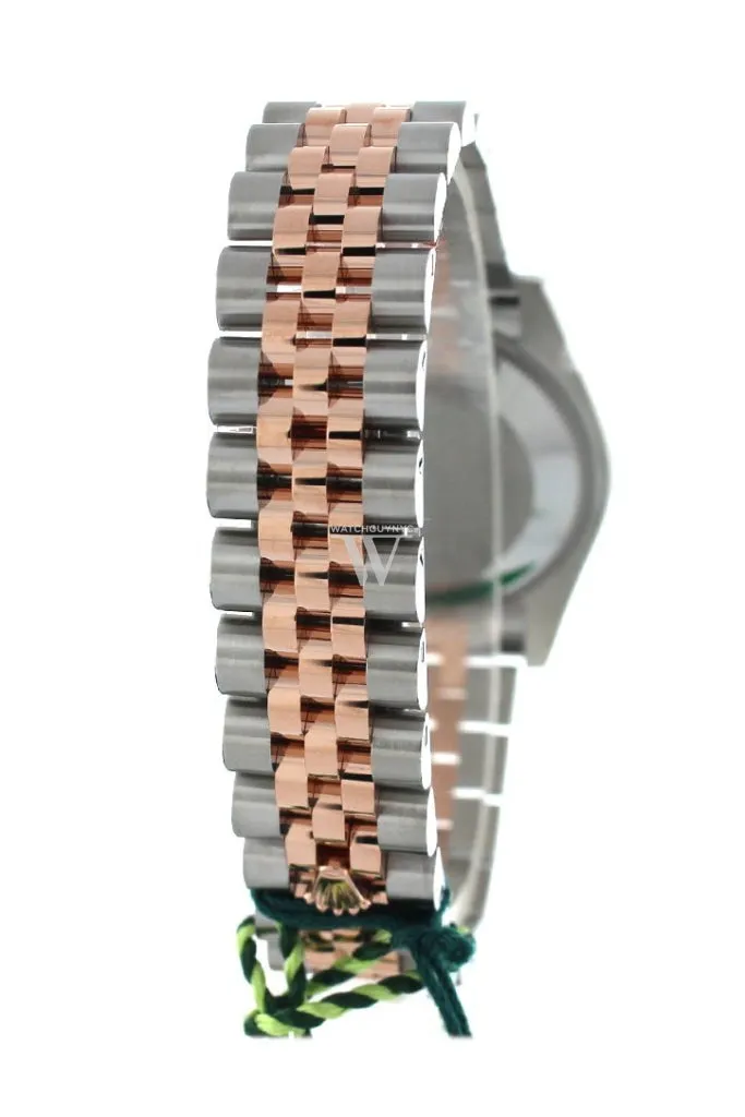 Custom Diamond Bezel Rolex Datejust 31 Pink Raised Floral Motif Dial 18K Rose Gold Two Tone Jubilee Ladies Whatch 178241 Pre-owned