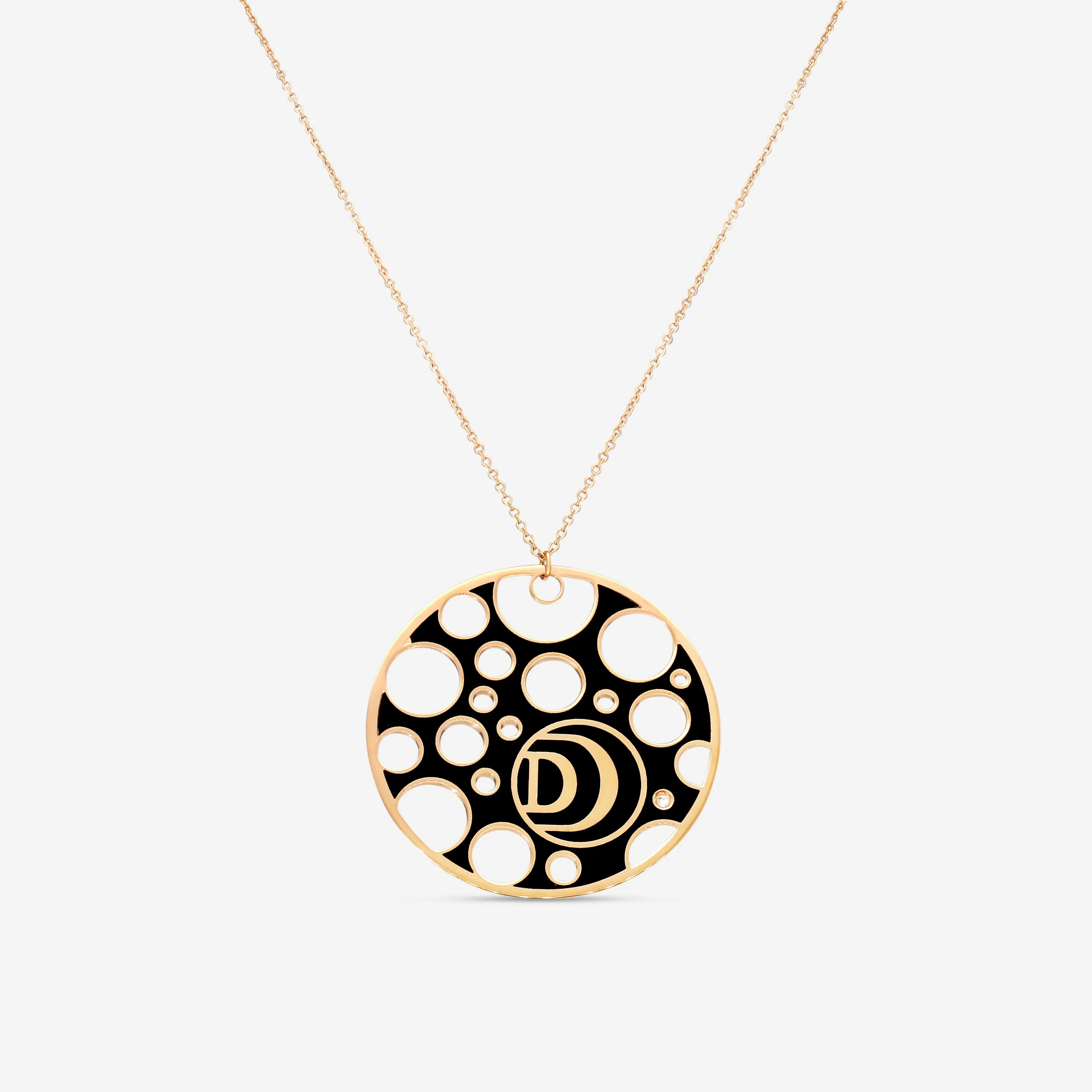 Damiani Damianissima 18K Rose Gold & Ceramic Diamond Pendant Necklace 20058576