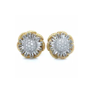 David Webb 1980s Platinum & 18KT Yellow Gold Diamond Earrings