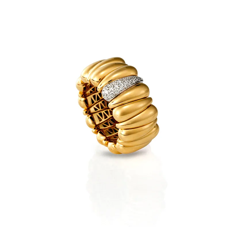 DEMEGLIO 'ARTIGLIO' 18CT YELLOW & WHITE GOLD DIAMOND CLAW RING