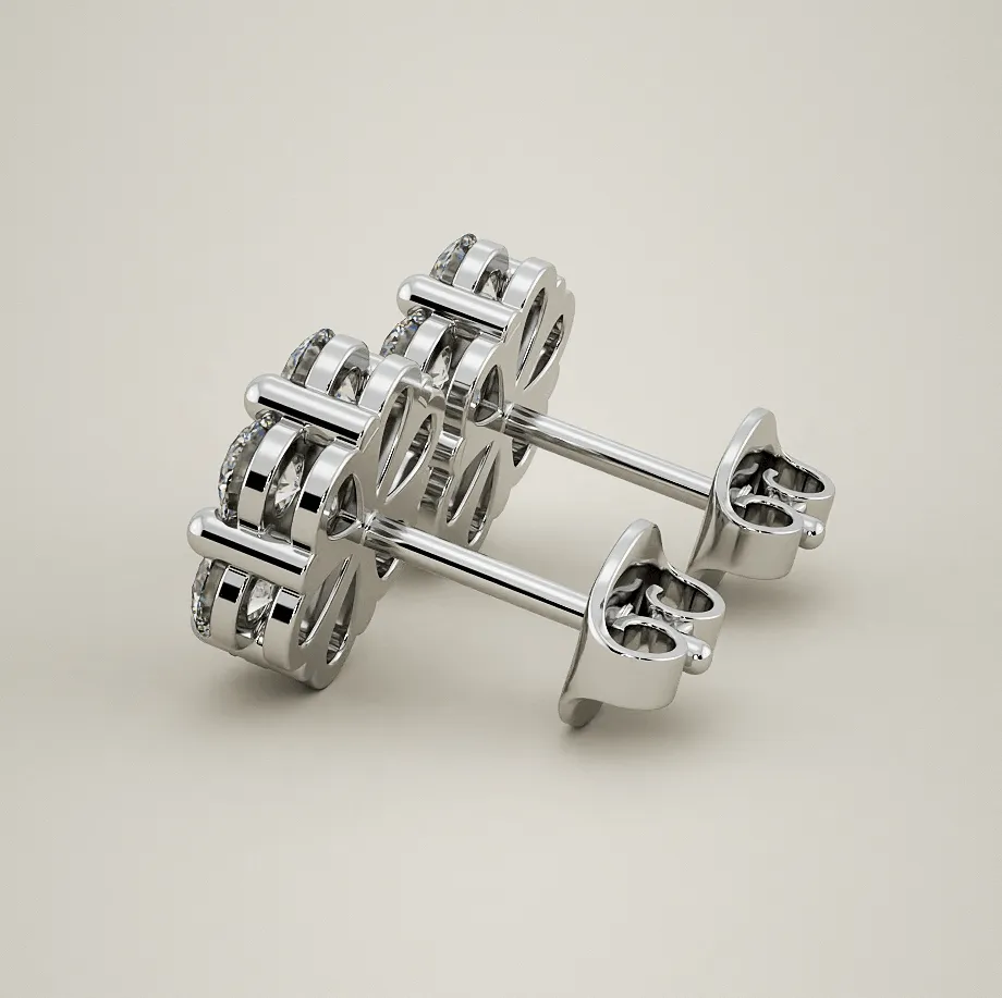 Demi - Diamond Cluster Earrings. Total 1.50 Carats