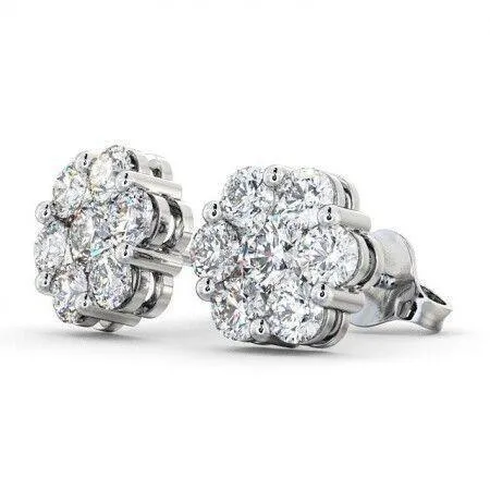 Demi - Diamond Cluster Earrings. Total 1.50 Carats