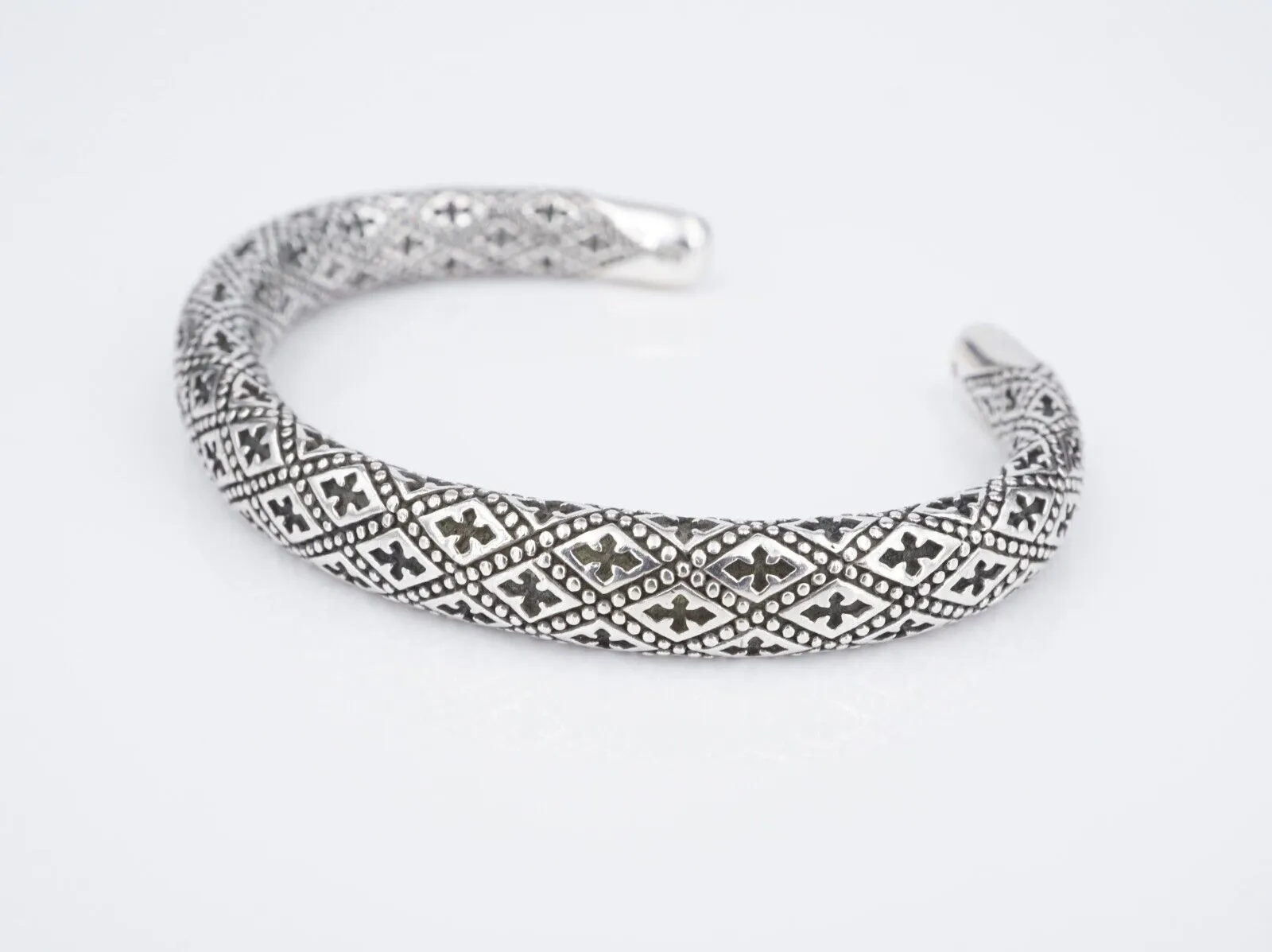 Designer Scott Kay Cross Cuff Bangle Bracelet Sterling Silver 6" 8mm BS2949