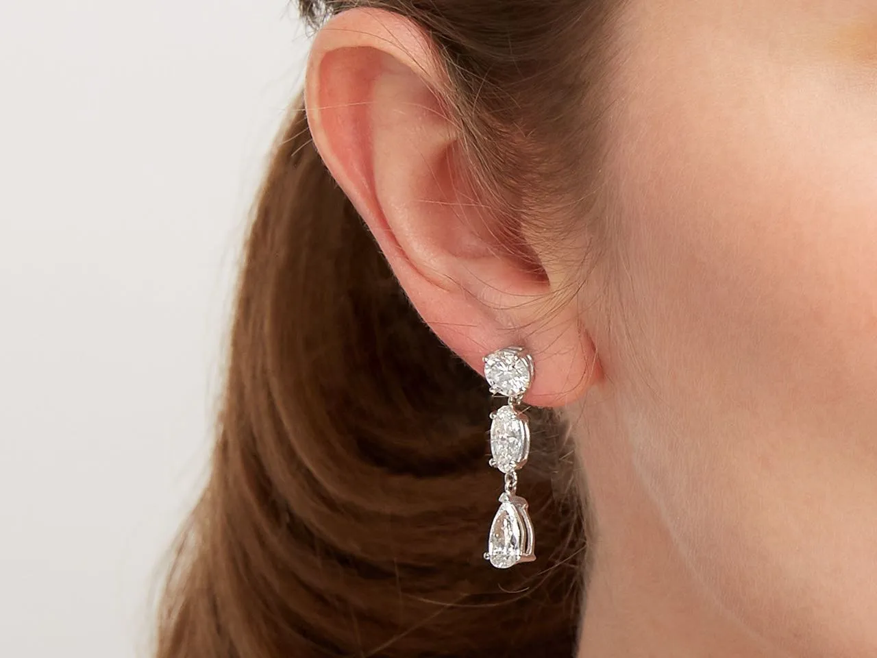 Diamond Dangle Earrings, 5.91 total carats, in Platinum