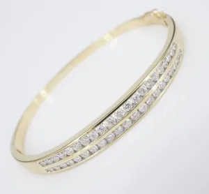 Elegant Natural Diamond Hinged Bangle Bracelet 14k Yellow Gold 6.5" BG871