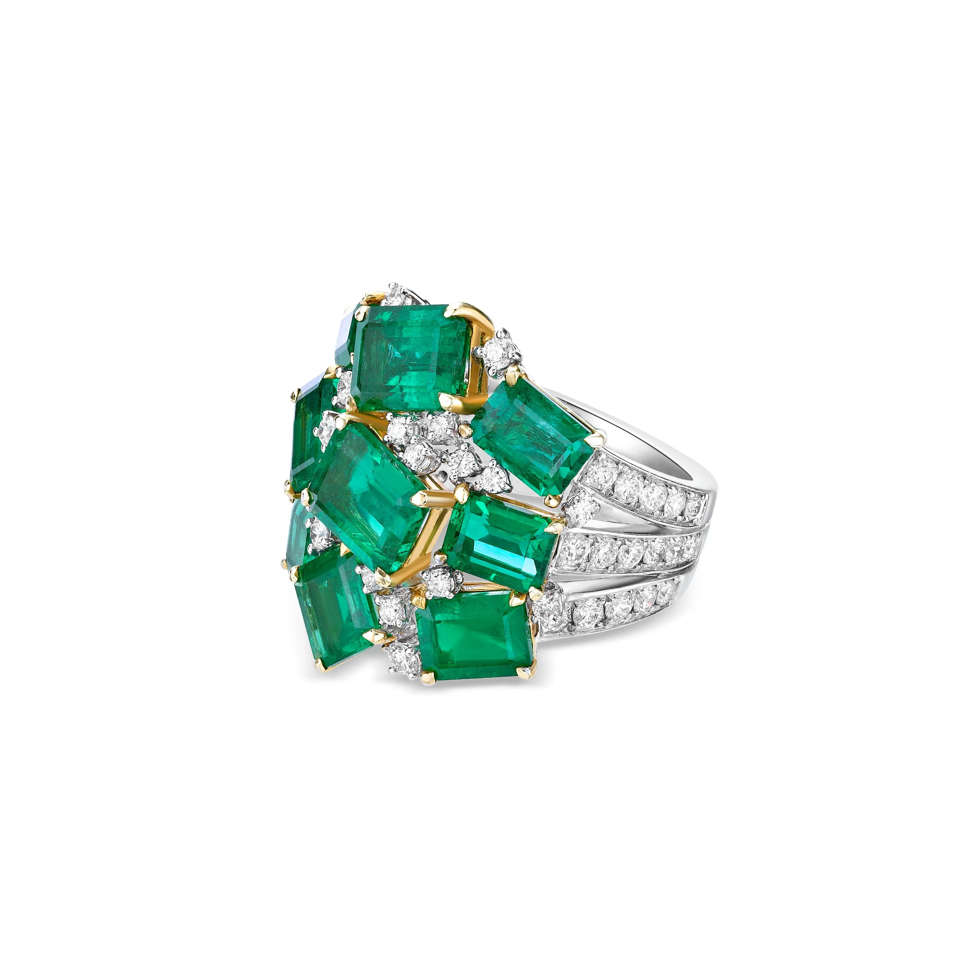 Emerald Cluster Ring - 10.67ct TW