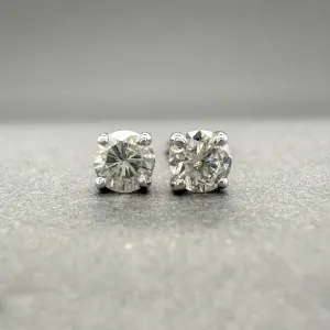 Estate 14K W Gold 0.23ctw G/I1 Diamond Stud Earrings