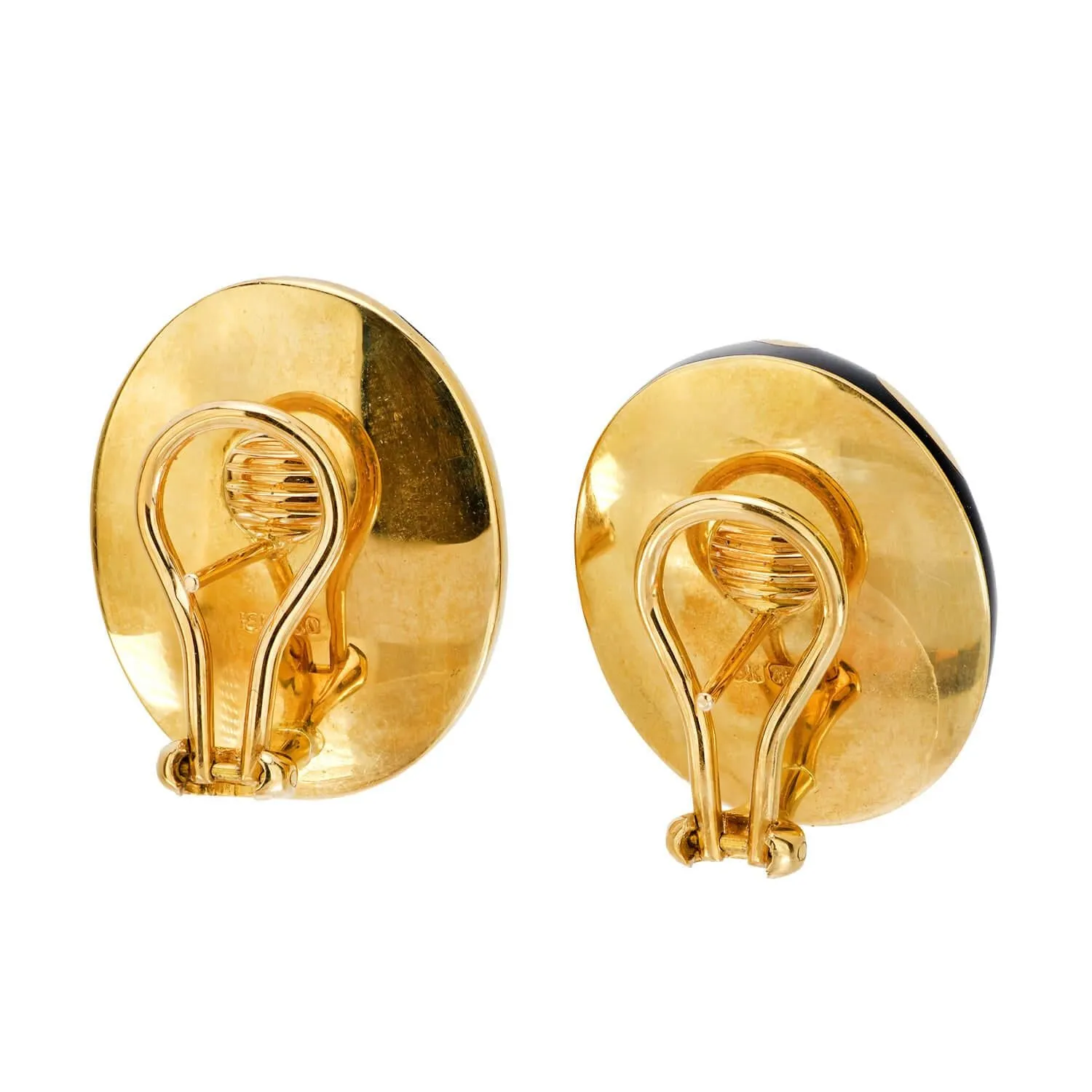 Estate 18k and Enamel Leopard Print Earrings