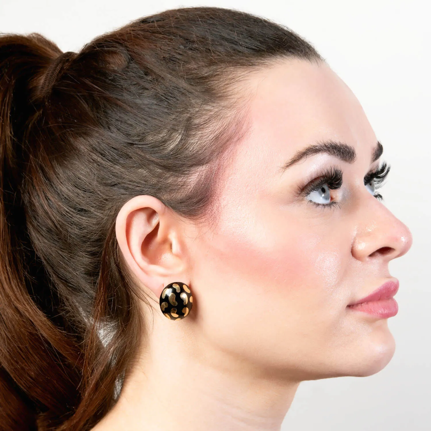 Estate 18k and Enamel Leopard Print Earrings