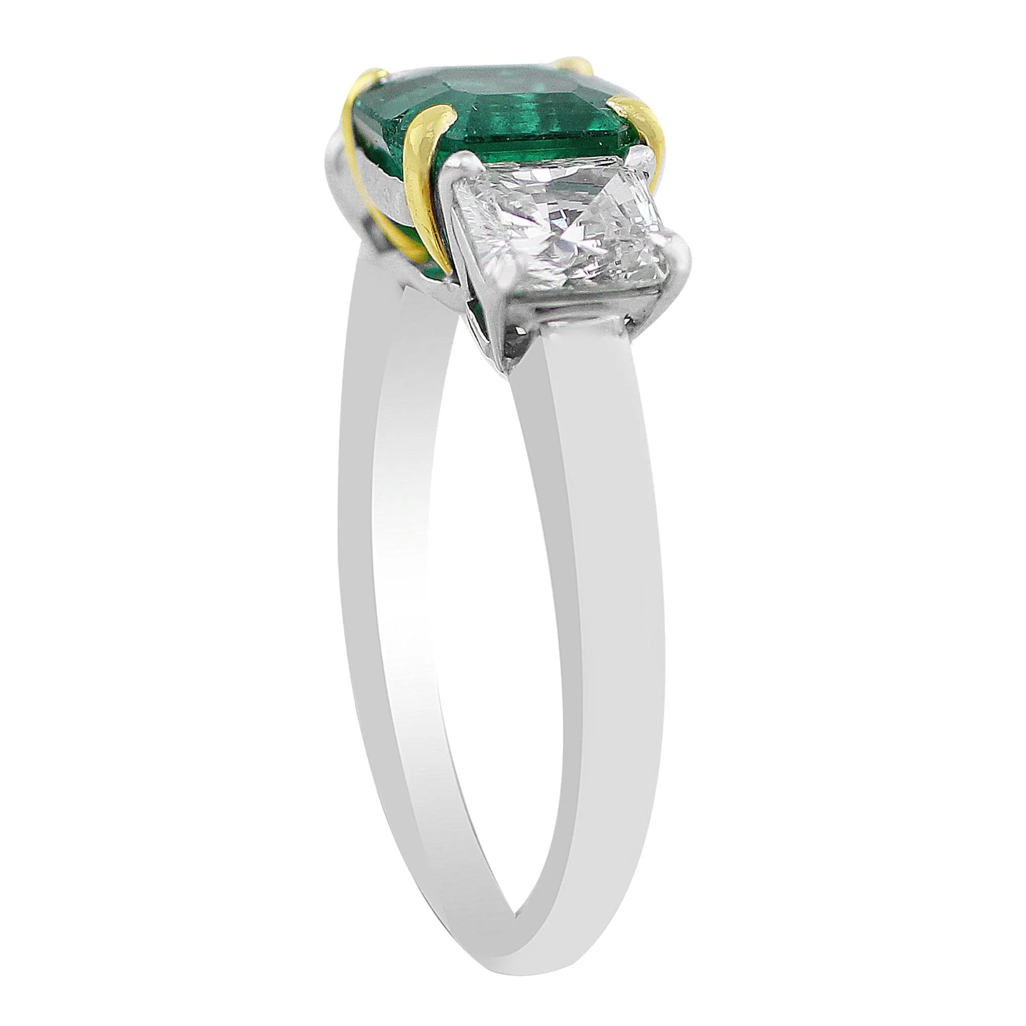 Estate Platinum Emerald Diamond Ring, GIA Certified