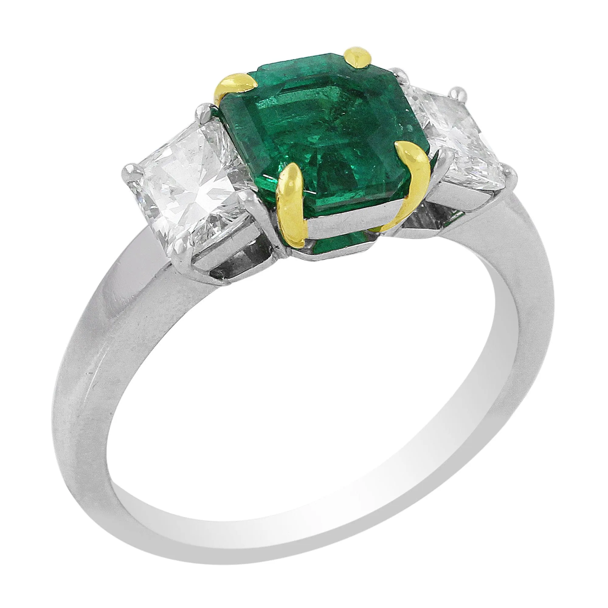 Estate Platinum Emerald Diamond Ring, GIA Certified
