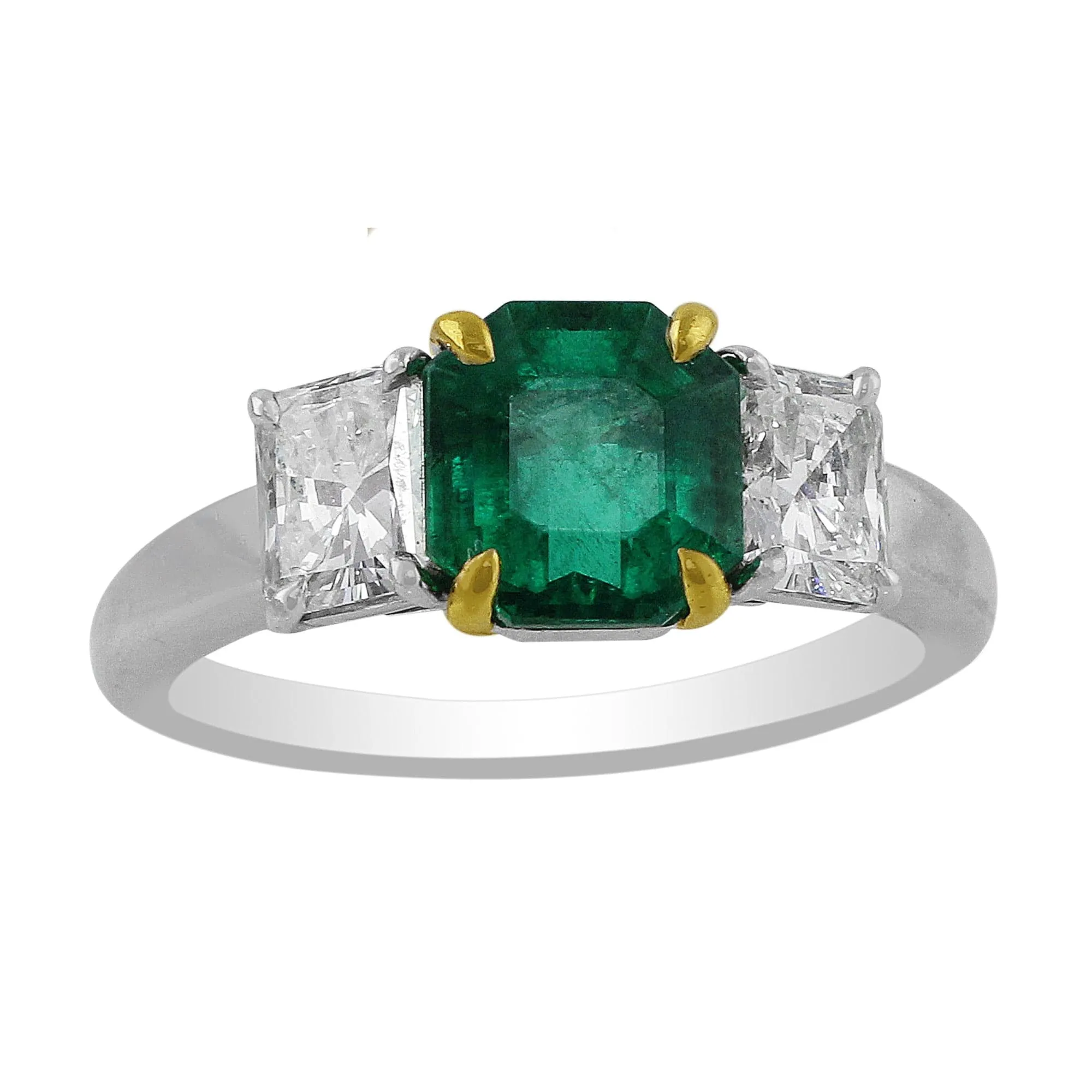 Estate Platinum Emerald Diamond Ring, GIA Certified