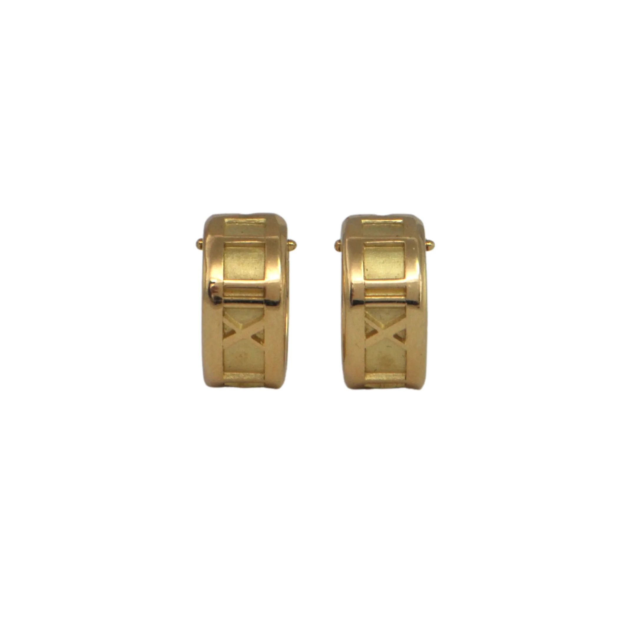 Estate Tiffany & Co. 18k Yellow Gold Atlas Collection Huggie Earrings Dated 1995