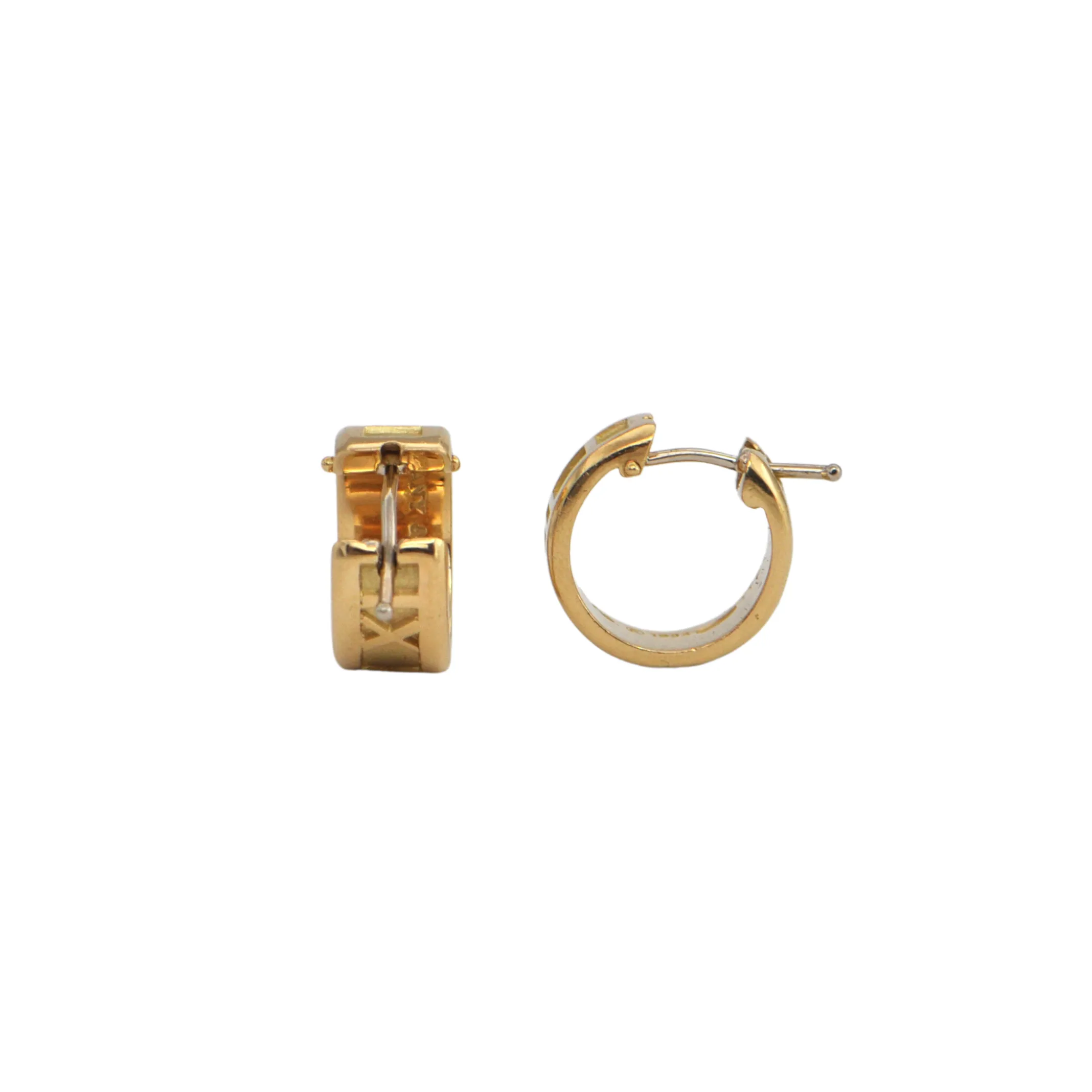 Estate Tiffany & Co. 18k Yellow Gold Atlas Collection Huggie Earrings Dated 1995