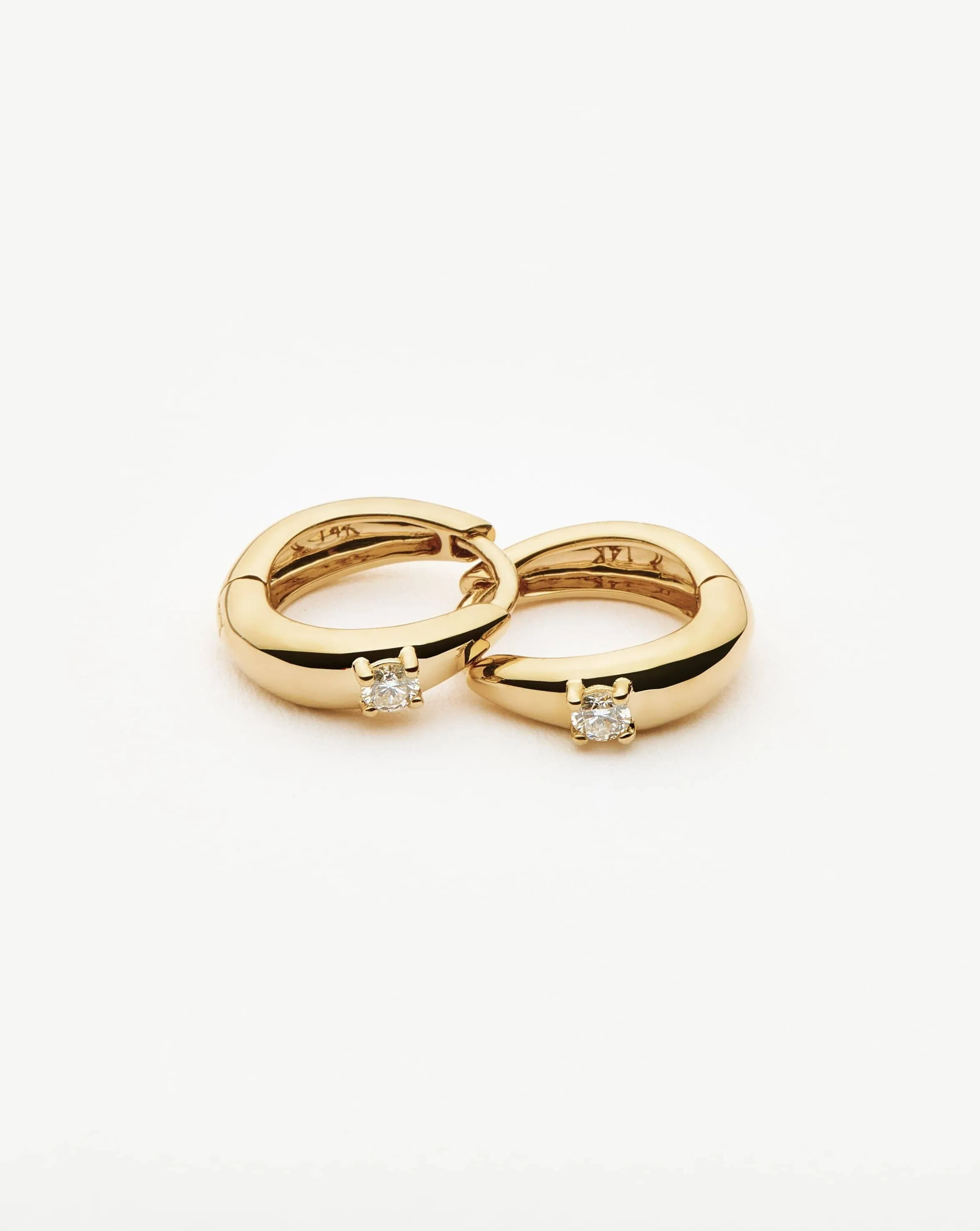Fine Diamond Dome Huggies | 14k Solid Gold/Diamond