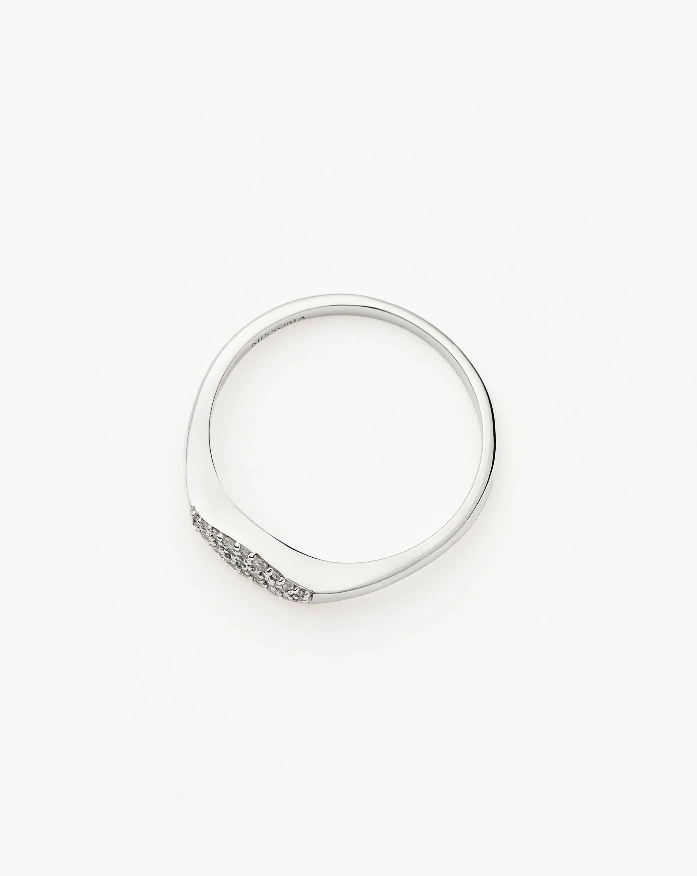 Fine Diamond Signet Ring | 14k Solid White Gold/Diamond