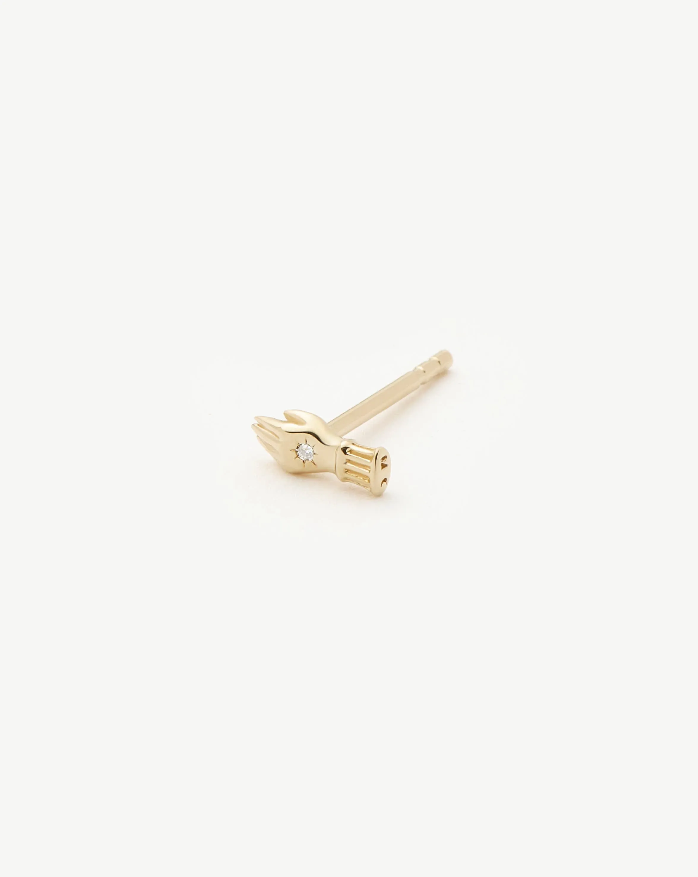 Fine Harris Reed Hand Single Stud Earring | 14k Solid Gold/Diamond
