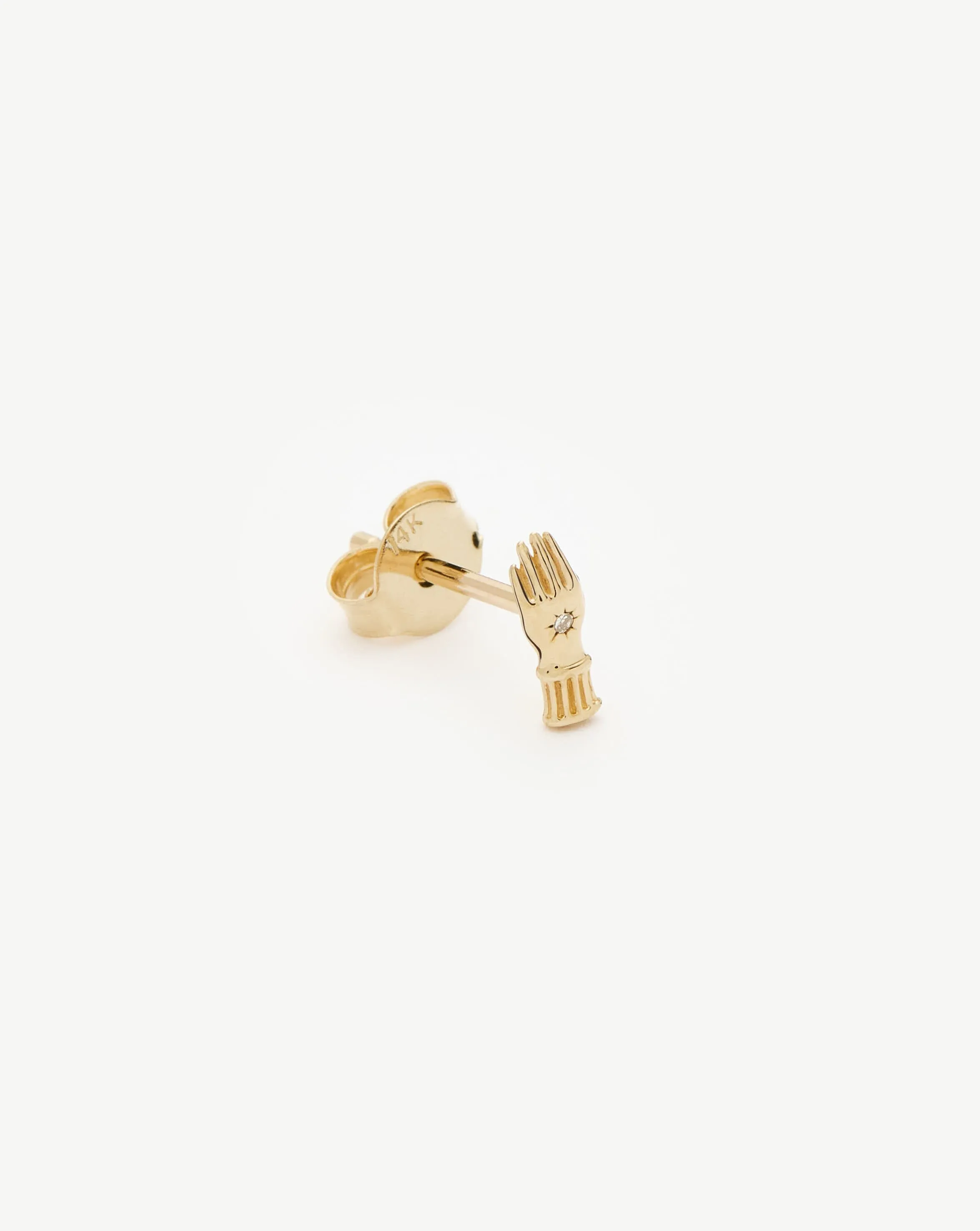 Fine Harris Reed Hand Single Stud Earring | 14k Solid Gold/Diamond