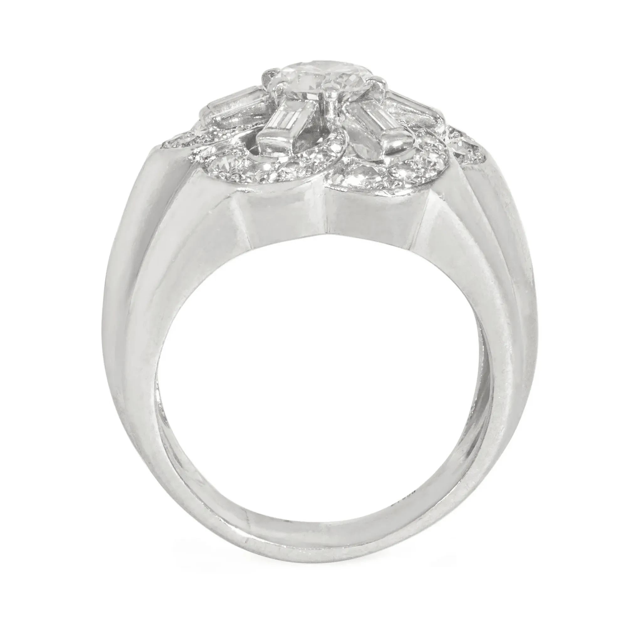 French 1940s Platinum Diamond Ring