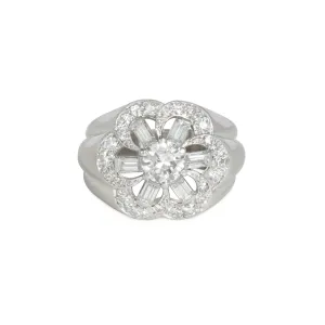 French 1940s Platinum Diamond Ring