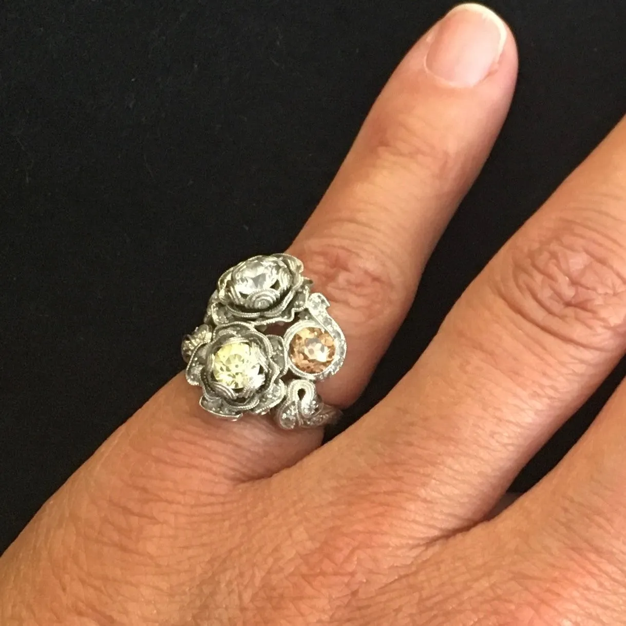 French Edwardian Platinum Diamond Ring