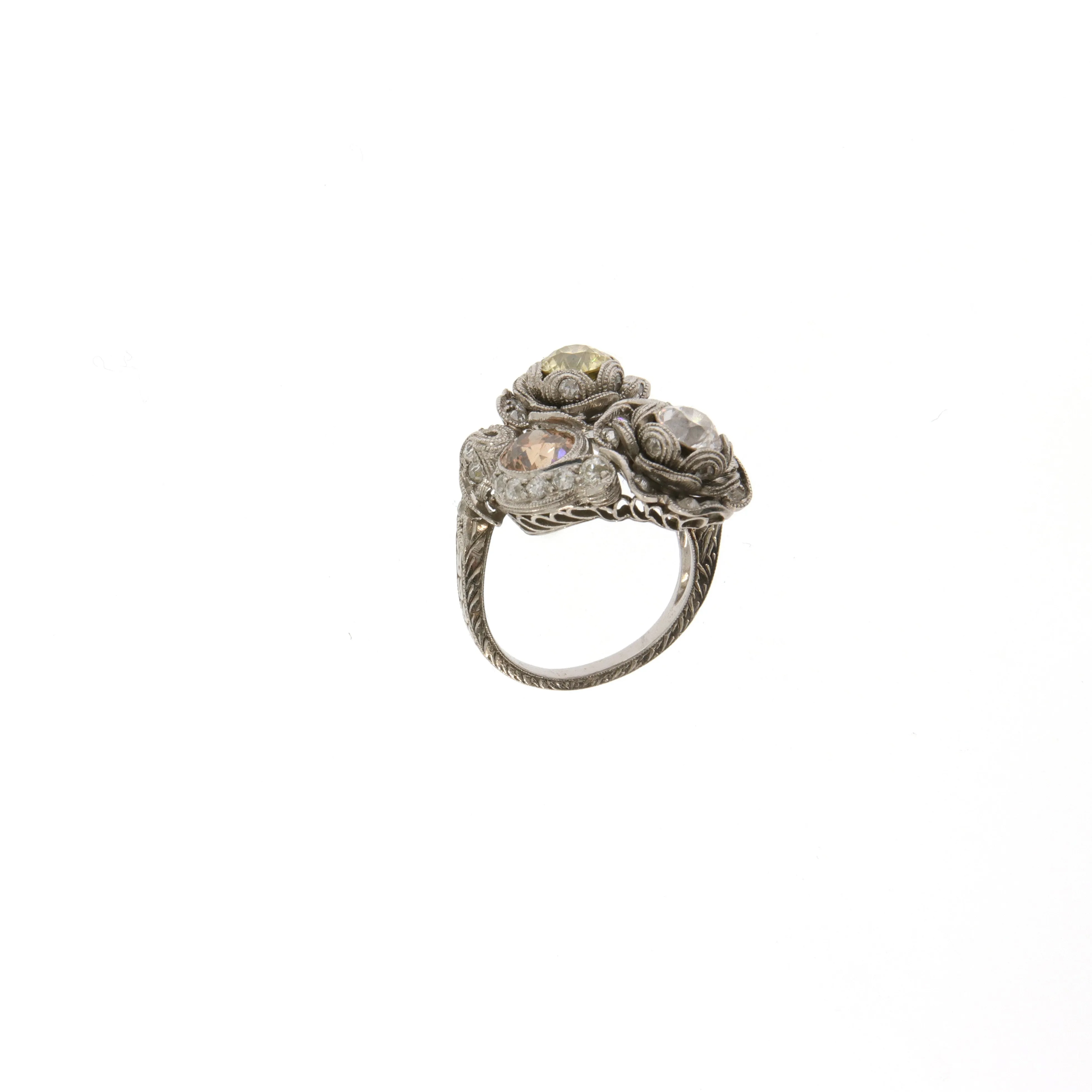 French Edwardian Platinum Diamond Ring