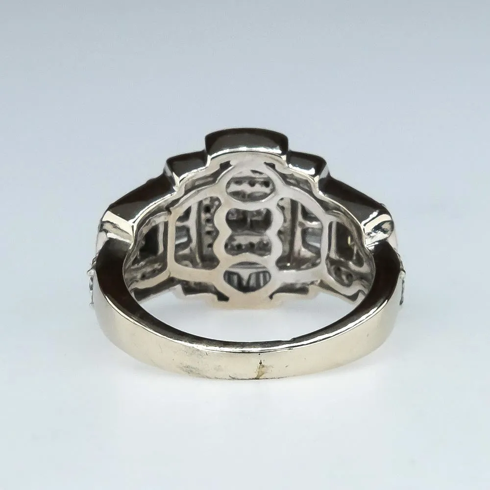 Geometric Cluster Diamond Right Hand Ring 1.18ctw in 14K White Gold