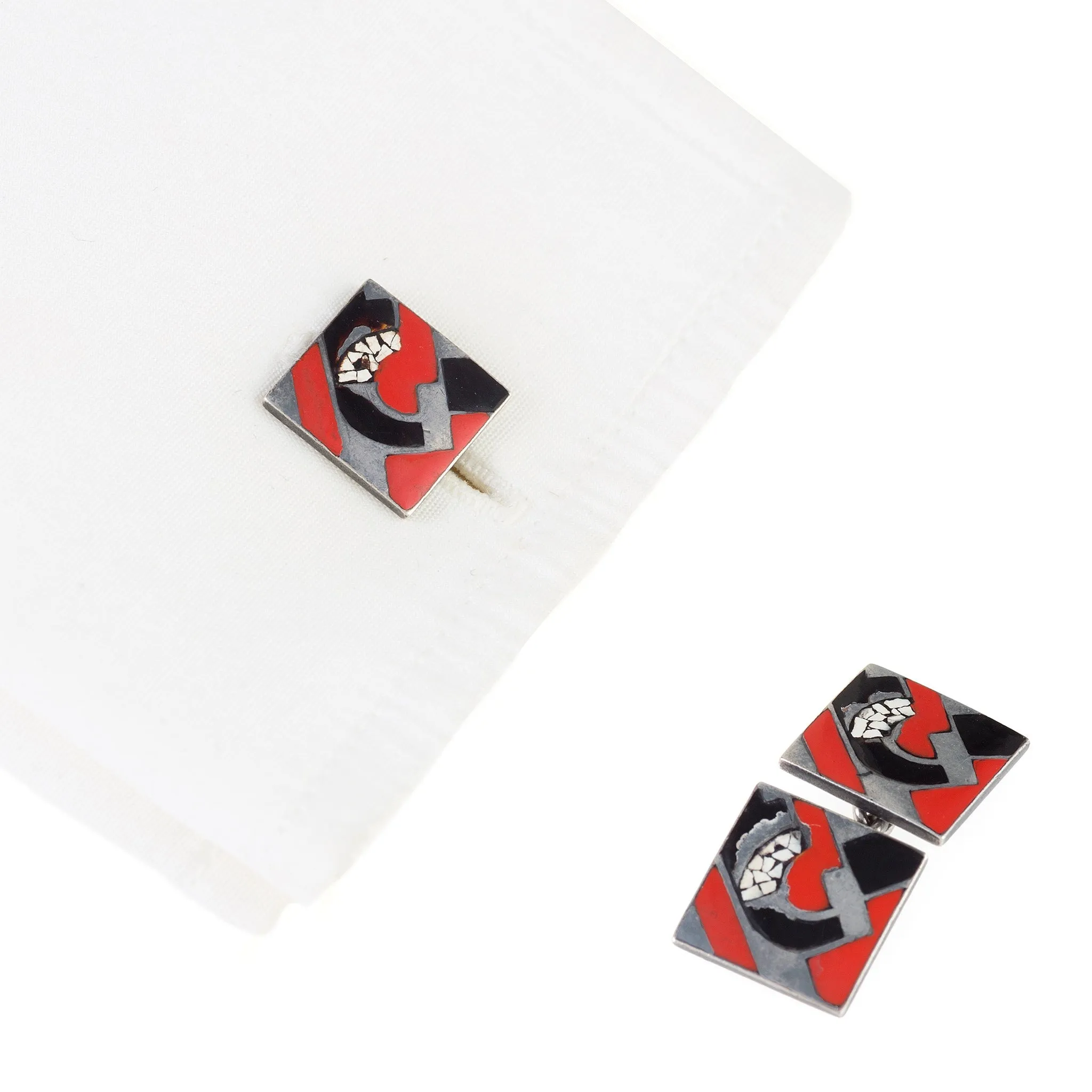 Grard Sandoz "Coquille duf" Eggshell Lacquer Cuff Links