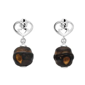 Gucci Heart Double G Bamboo Silver Earrings