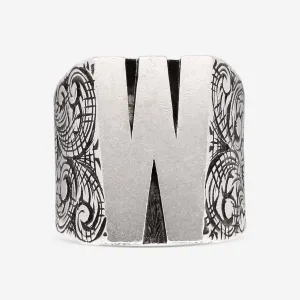 Gucci Sterling Silver Letter "W" Ring Sz. 8 YBC554266001
