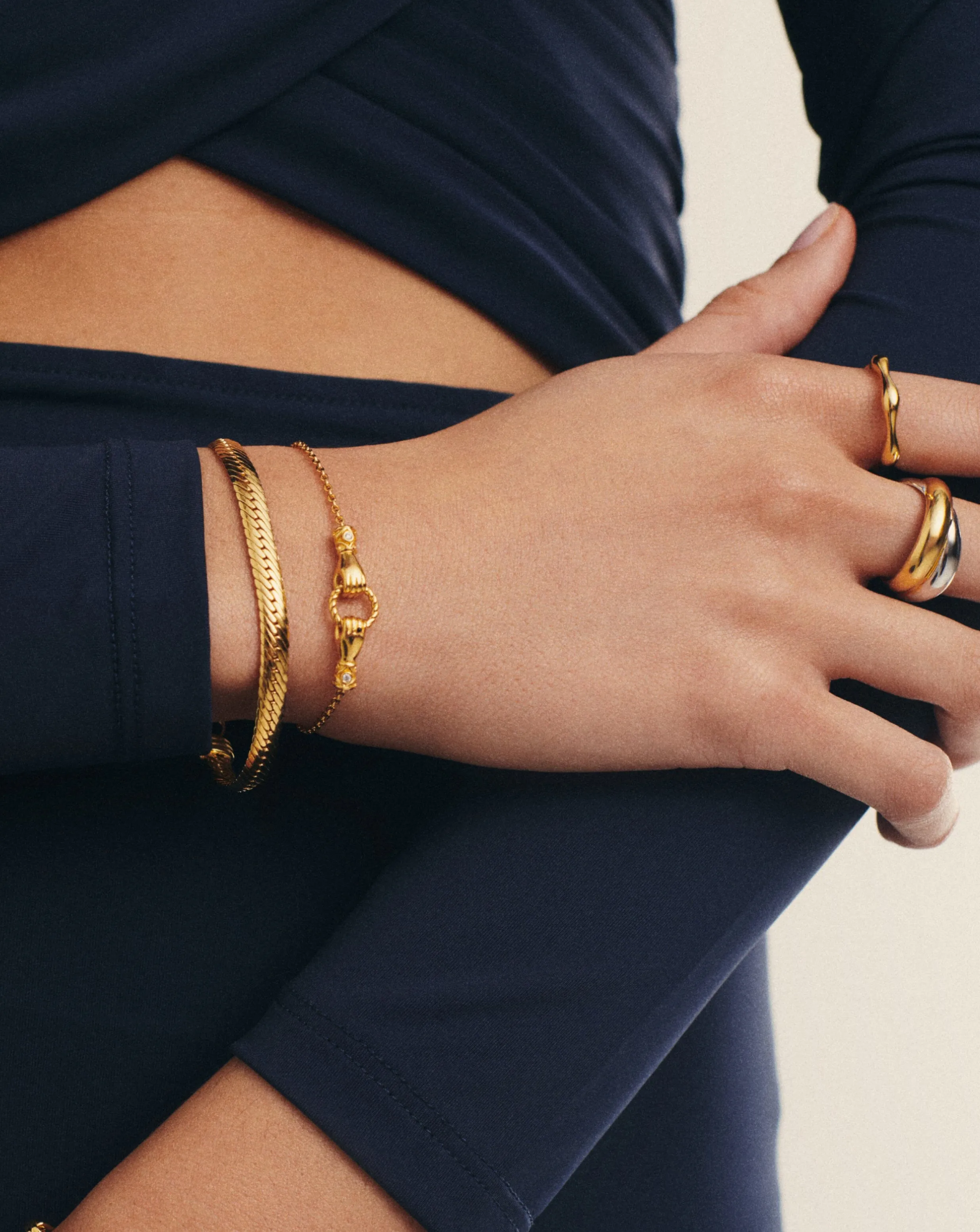 Harris Reed In Good Hands Slider Bracelet | 18k Gold Plated/Cubic Zirconia