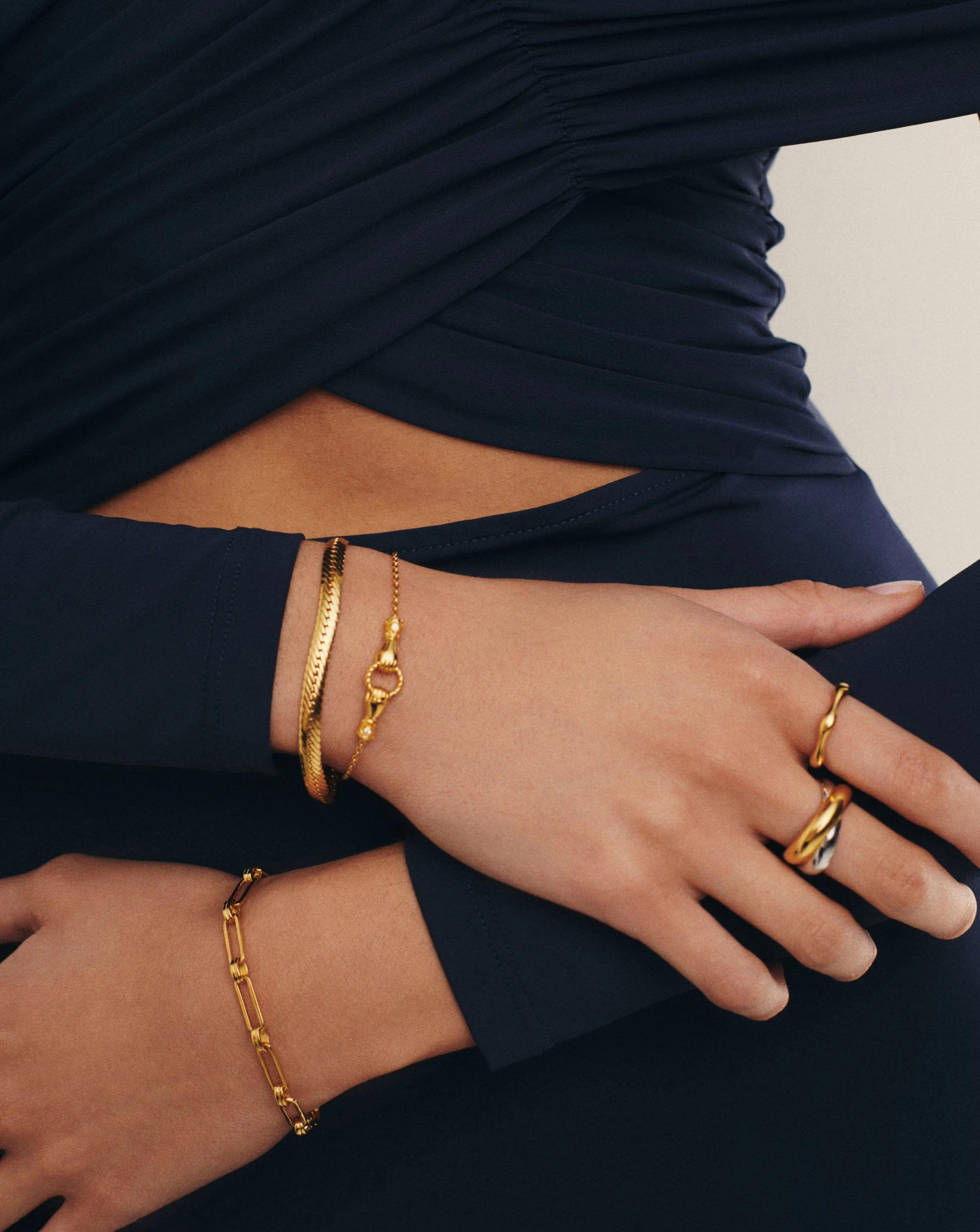 Harris Reed In Good Hands Slider Bracelet | 18k Gold Plated/Cubic Zirconia