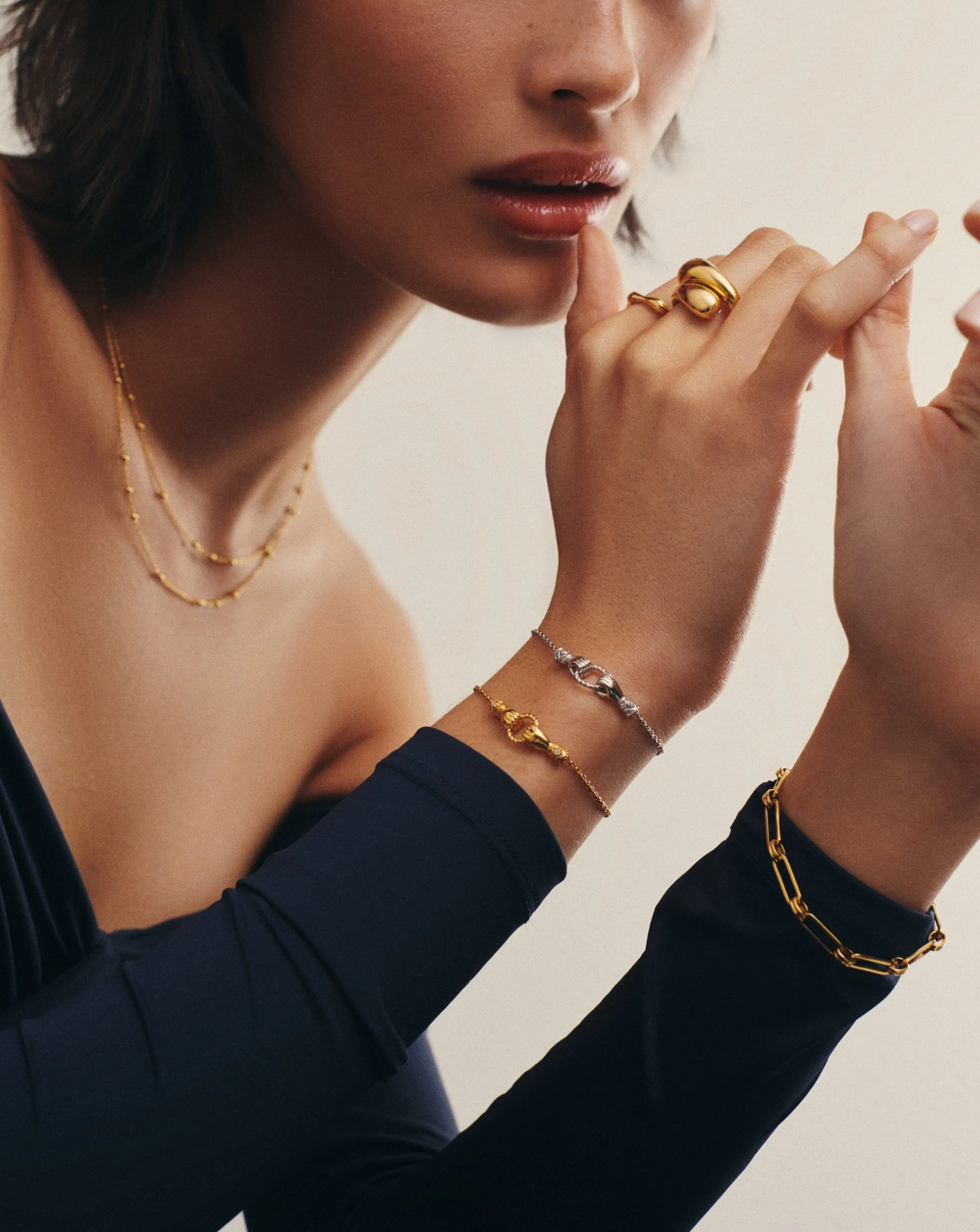 Harris Reed In Good Hands Slider Bracelet | 18k Gold Plated/Cubic Zirconia