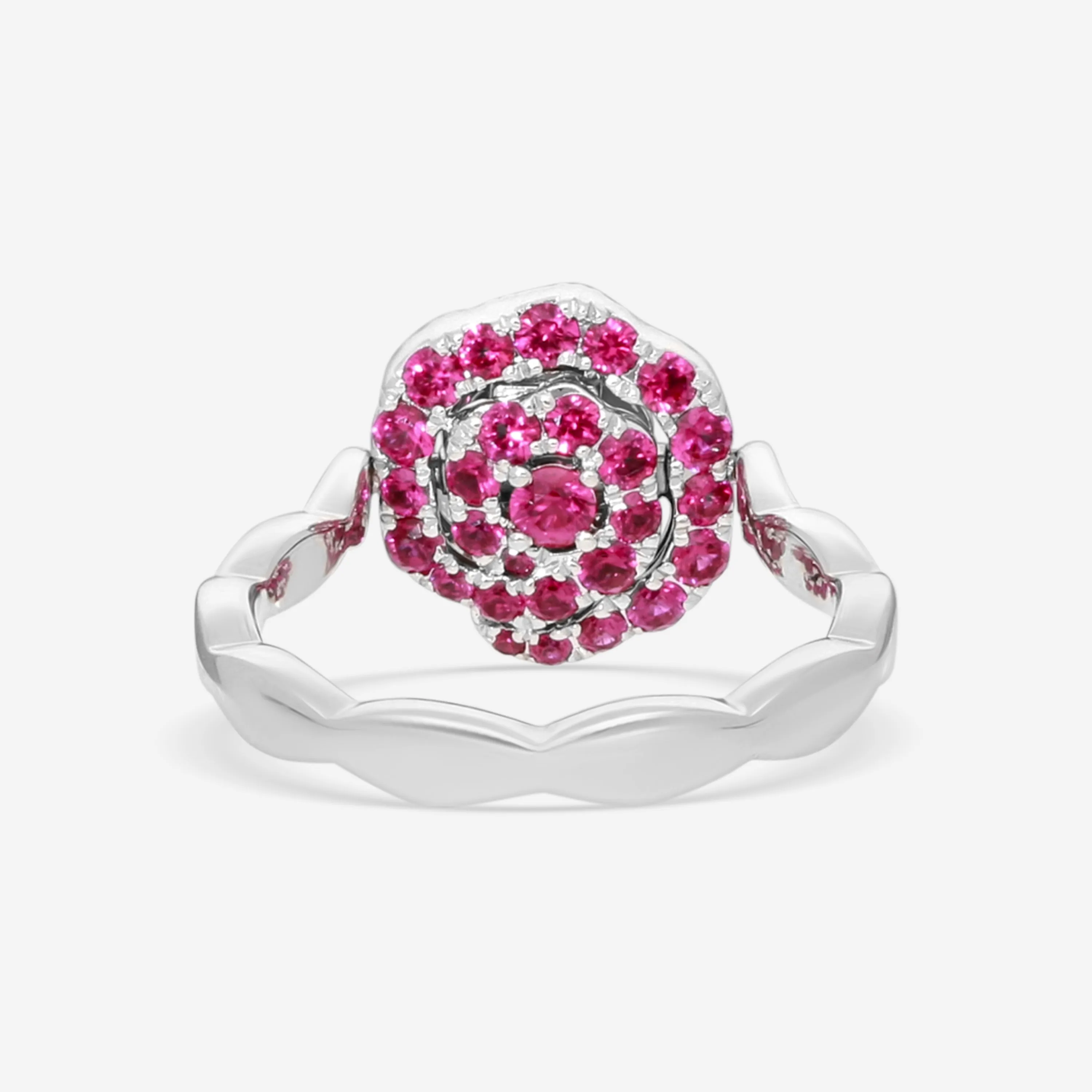 Hearts On Fire 18K White Gold Ruby & Diamond Floral Flip Ring Sz. 6.5 HFRLORDFR00608WZ65