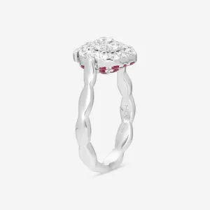 Hearts On Fire 18K White Gold Ruby & Diamond Floral Flip Ring Sz. 6.5 HFRLORDFR00608WZ65