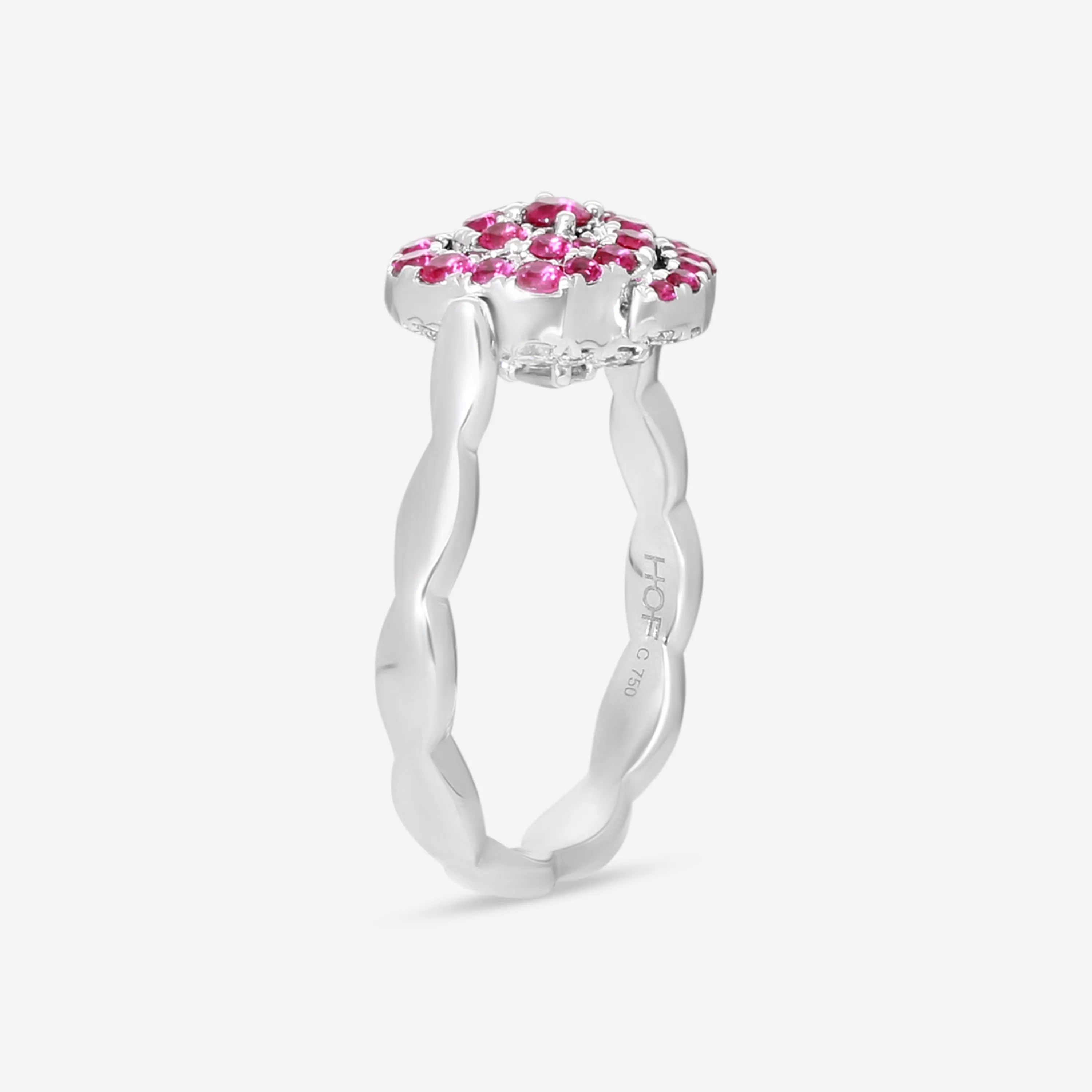 Hearts On Fire 18K White Gold Ruby & Diamond Floral Flip Ring Sz. 6.5 HFRLORDFR00608WZ65