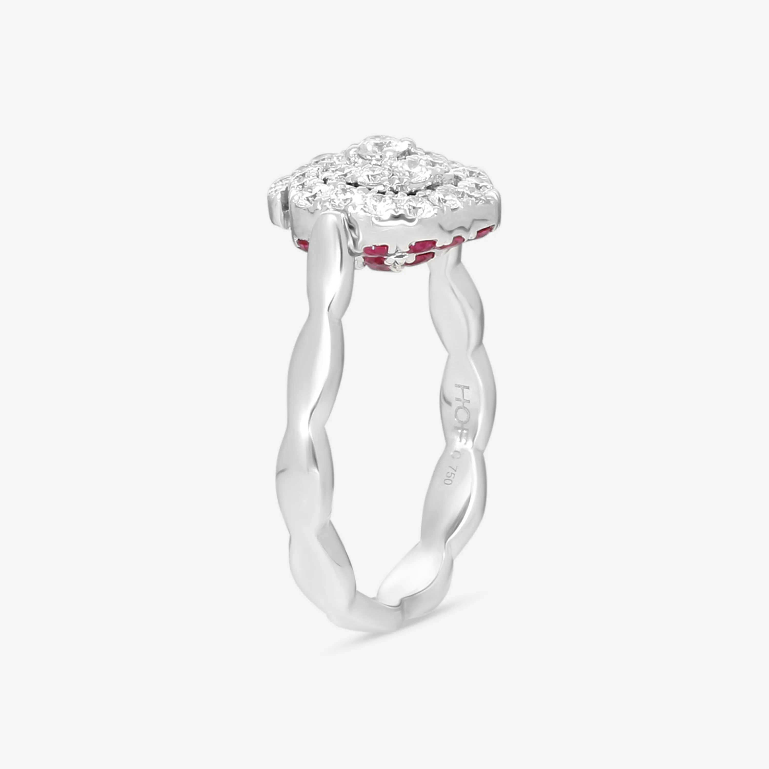 Hearts On Fire 18K White Gold Ruby & Diamond Floral Flip Ring Sz. 6.5 HFRLORDFR00608WZ65