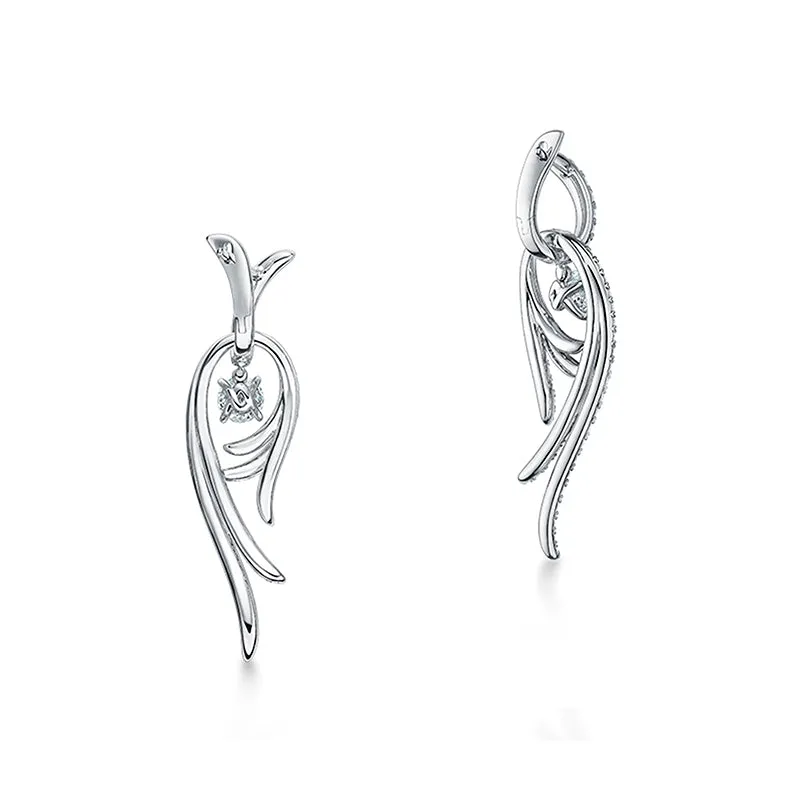 HEARTS ON FIRE VELA 18CT WHITE GOLD TWISTED DIAMOND DROP EARRINGS
