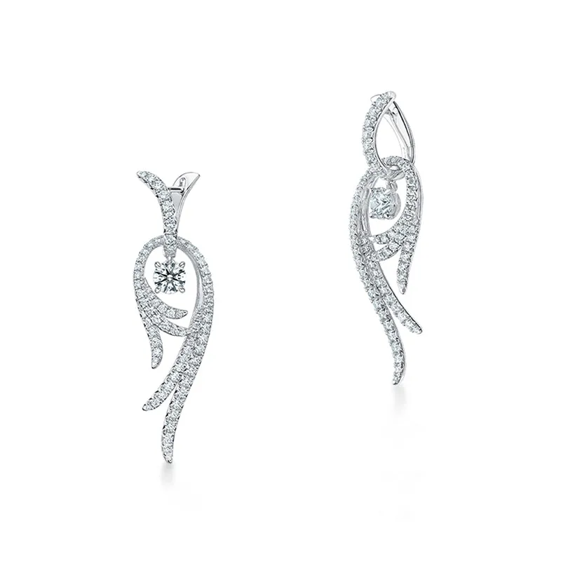 HEARTS ON FIRE VELA 18CT WHITE GOLD TWISTED DIAMOND DROP EARRINGS