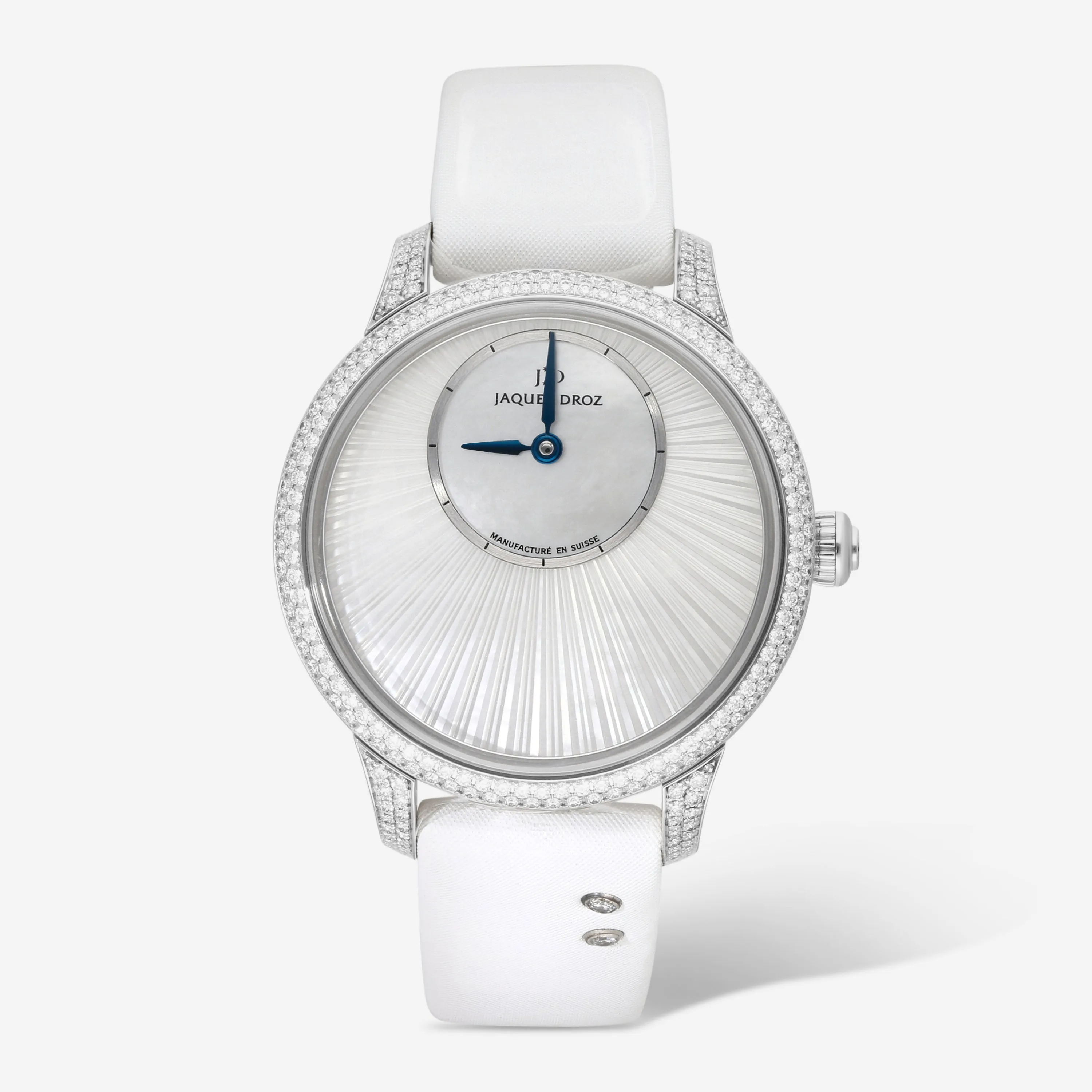 Jaquet Droz Petite Heure Minute 18K White Gold Diamond Automatic Ladies Watch J005004570