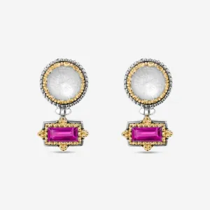 Konstantino Dome Sterling Silver & 18K Yellow Gold Mother of Pearl & Corundum Drop Earrings SKKJ702-631