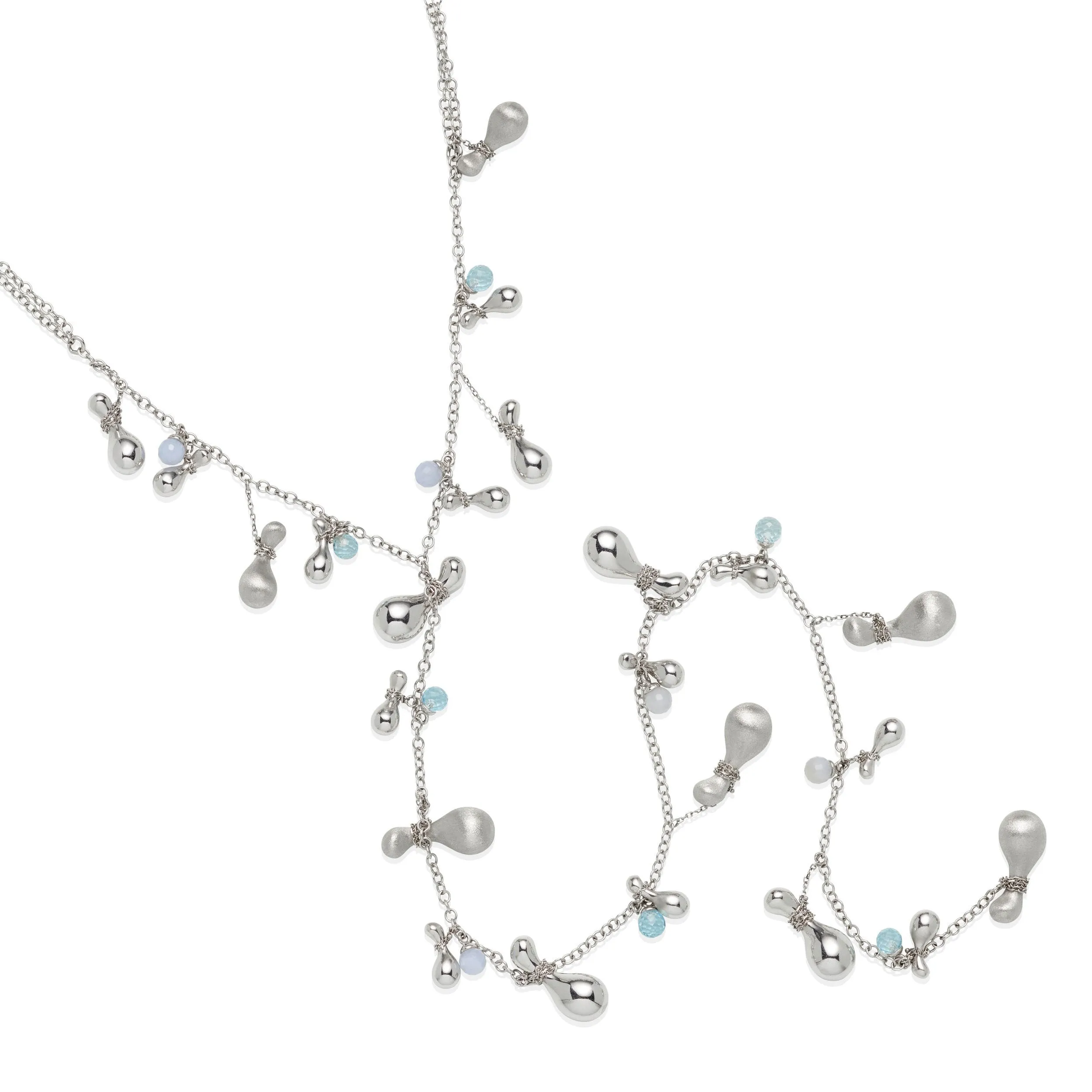 Laurentia Topaz Chalcedony White Gold Drop Necklace