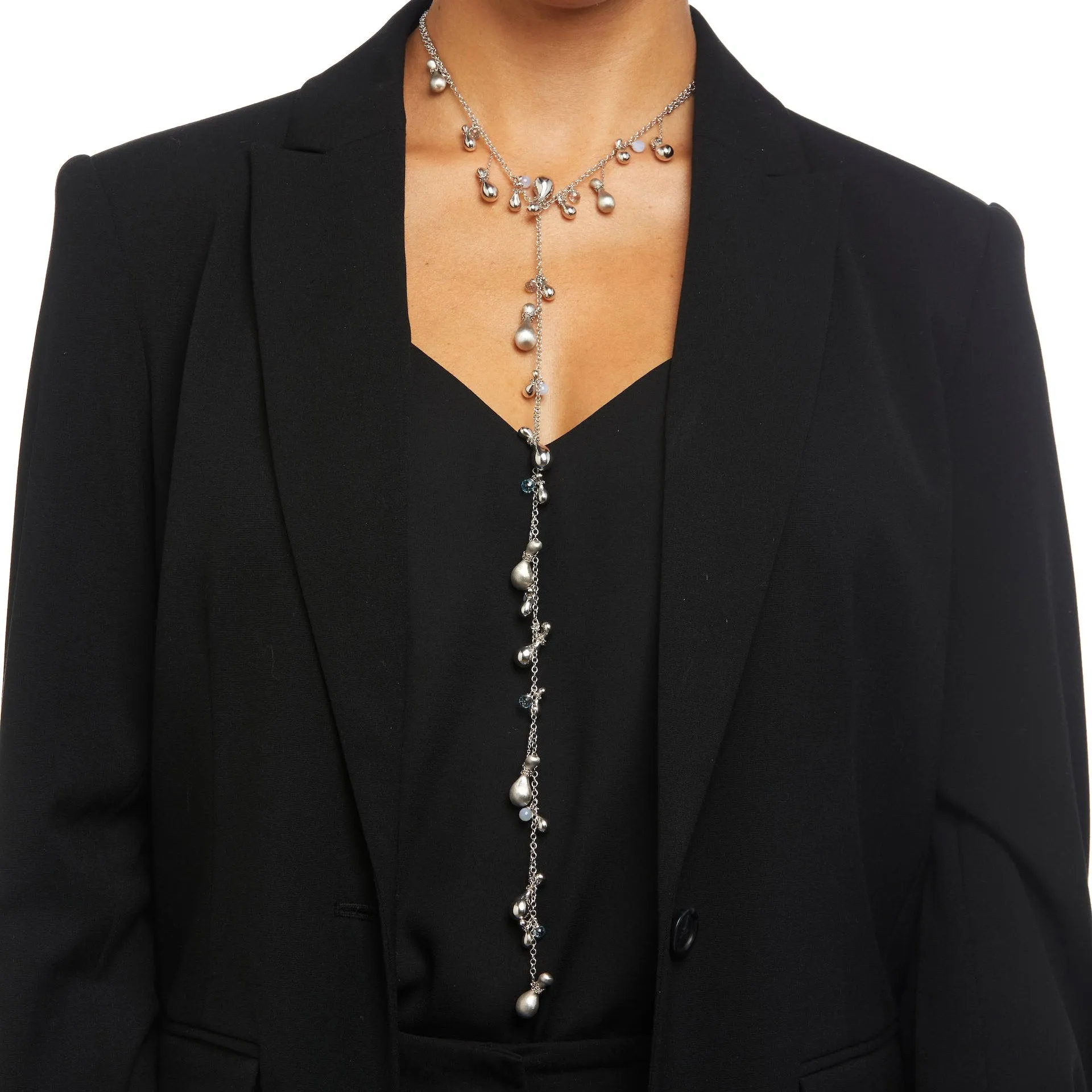 Laurentia Topaz Chalcedony White Gold Drop Necklace