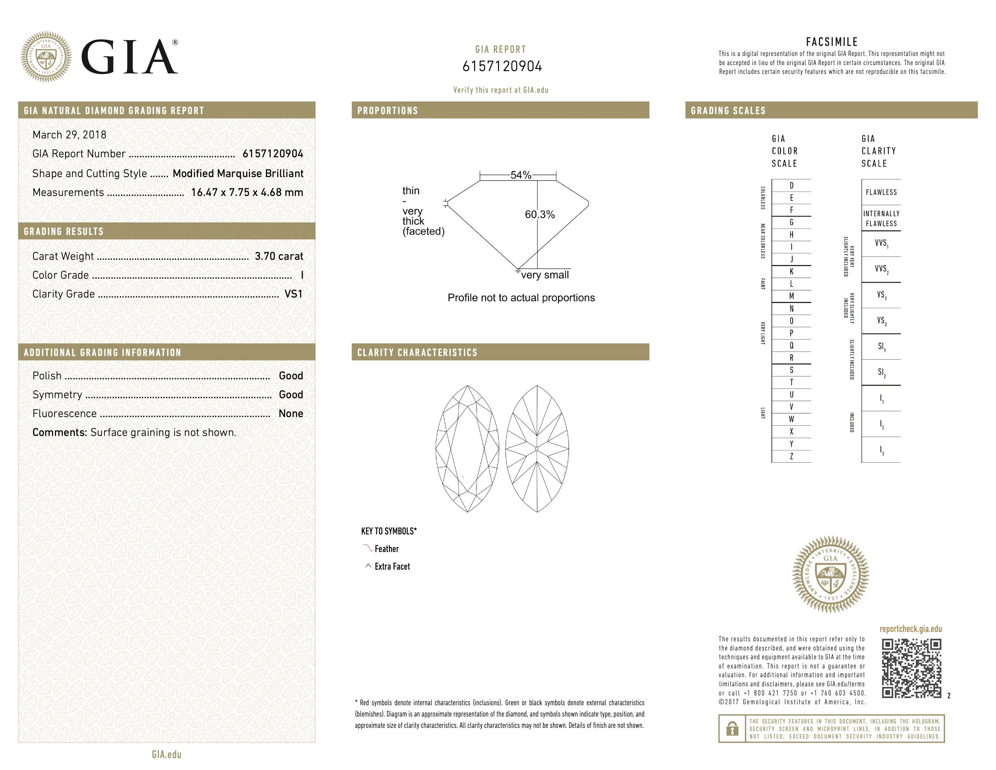 Marquise 'Moval' Diamond Ring in Platinum, 3.70 carat I/VS-1