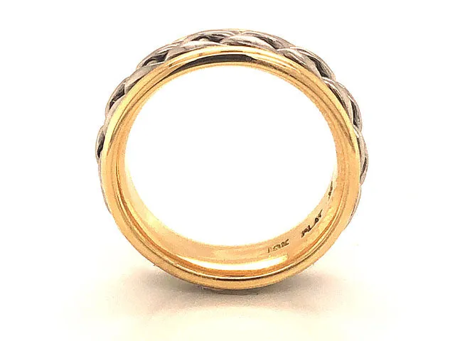 Mens 18k Yellow Gold & Platinum 2-Toned Braided Wedding Band