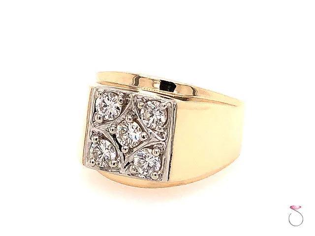 Men's Five Diamond Ring in 14K And Platinum
